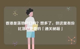 香港是落地户口吗？想多了，但这里有份比落户更香的「通关秘籍」